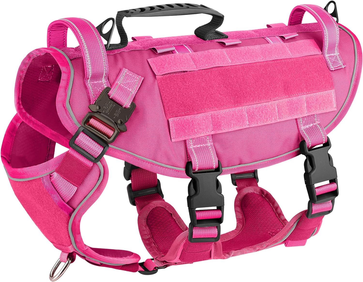 PET ARTIST Reflective Tactical Dog Vest Harness with Handle Clip - German Shepherd Harness - Adjustable Dog Tactical Harness Hot Pink for Medium Large Dogs M