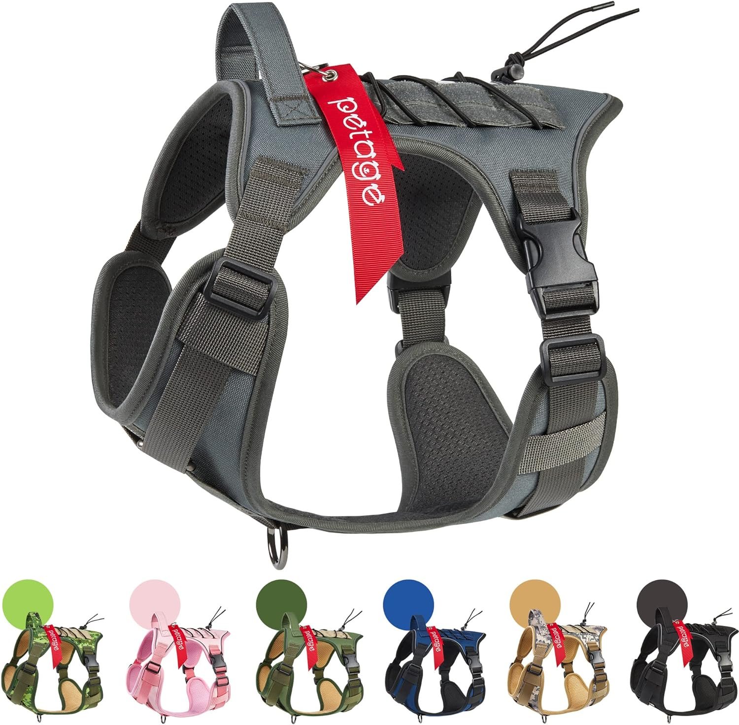 PETAGE Tactical Dog Harness for Small Medium Large Dogs No Pull Adjustable Soft Padded Dog Vest Reflective No-Choke Pet Oxford Vest with Easy Control Pet Vest Military Service Dog Harnesses(GreyL) PETAGE Tactical Dog Harness for Small Medium Large Dogs No Pull Adjustable Soft Padded Dog Vest Reflective No-Choke Pet Oxford Vest with Easy Control Pet Vest Military Service Dog Harnesses(GreyL)