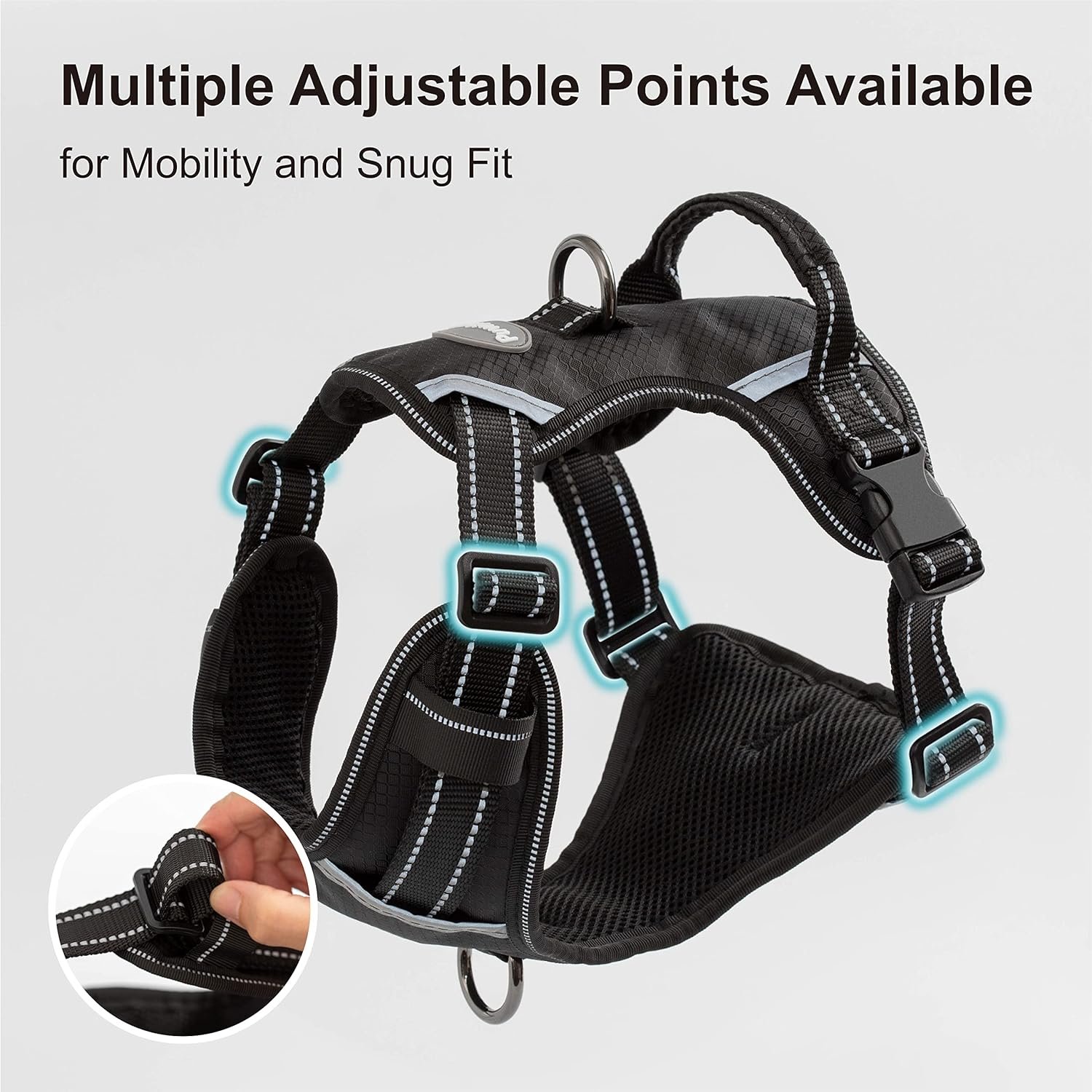 Puwihoe No Pull Dog Harness, Reflective Walking Dog Harness with Easy Control Handle and Front Back Clips,Adjustable Breathable Soft Padded Dog Vest Harness for German Shepherd Dog,Blue,XL